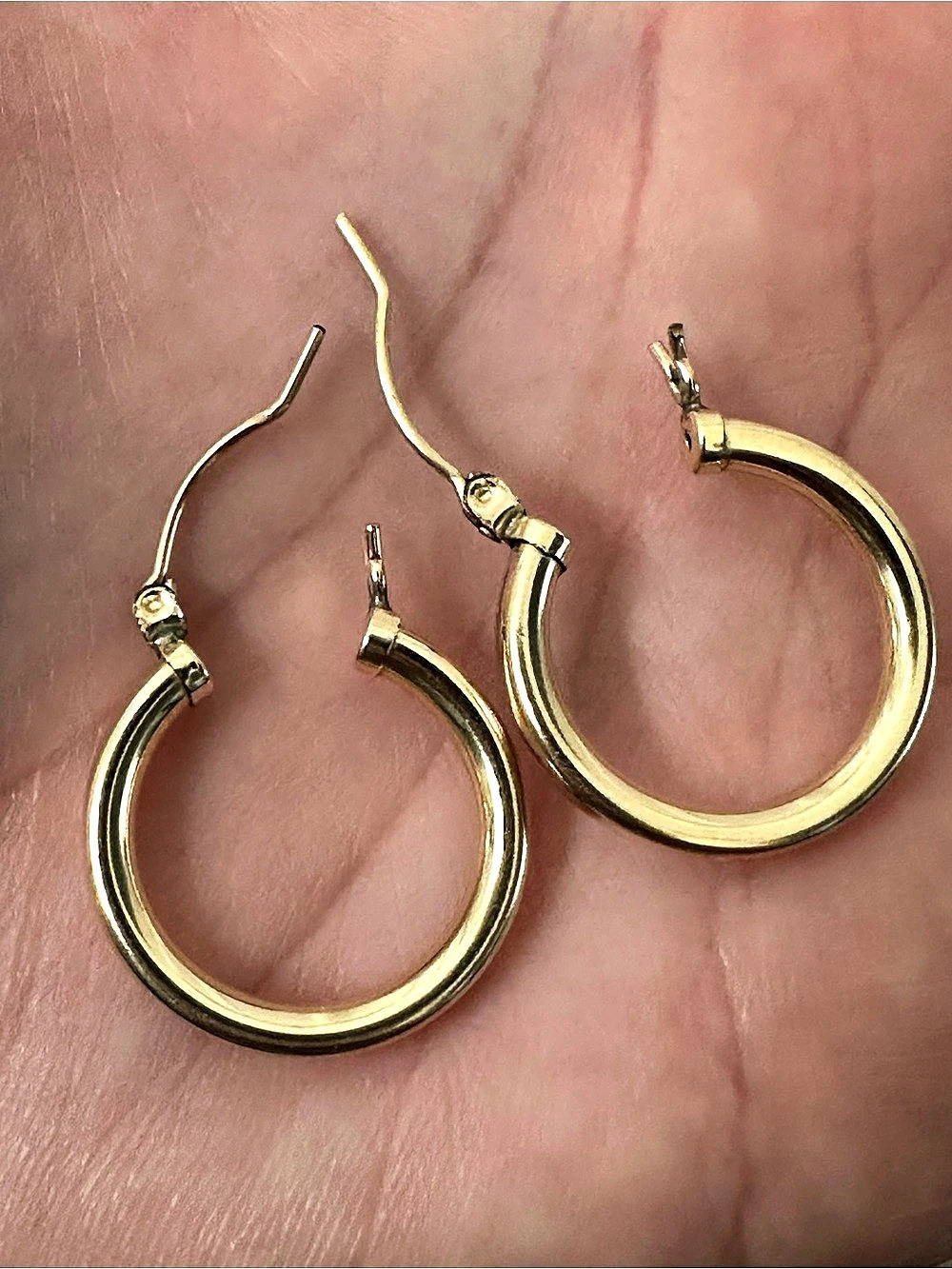 Gold-Filled Earrings Chunky Tube Hoops Click Back 1” NWOT